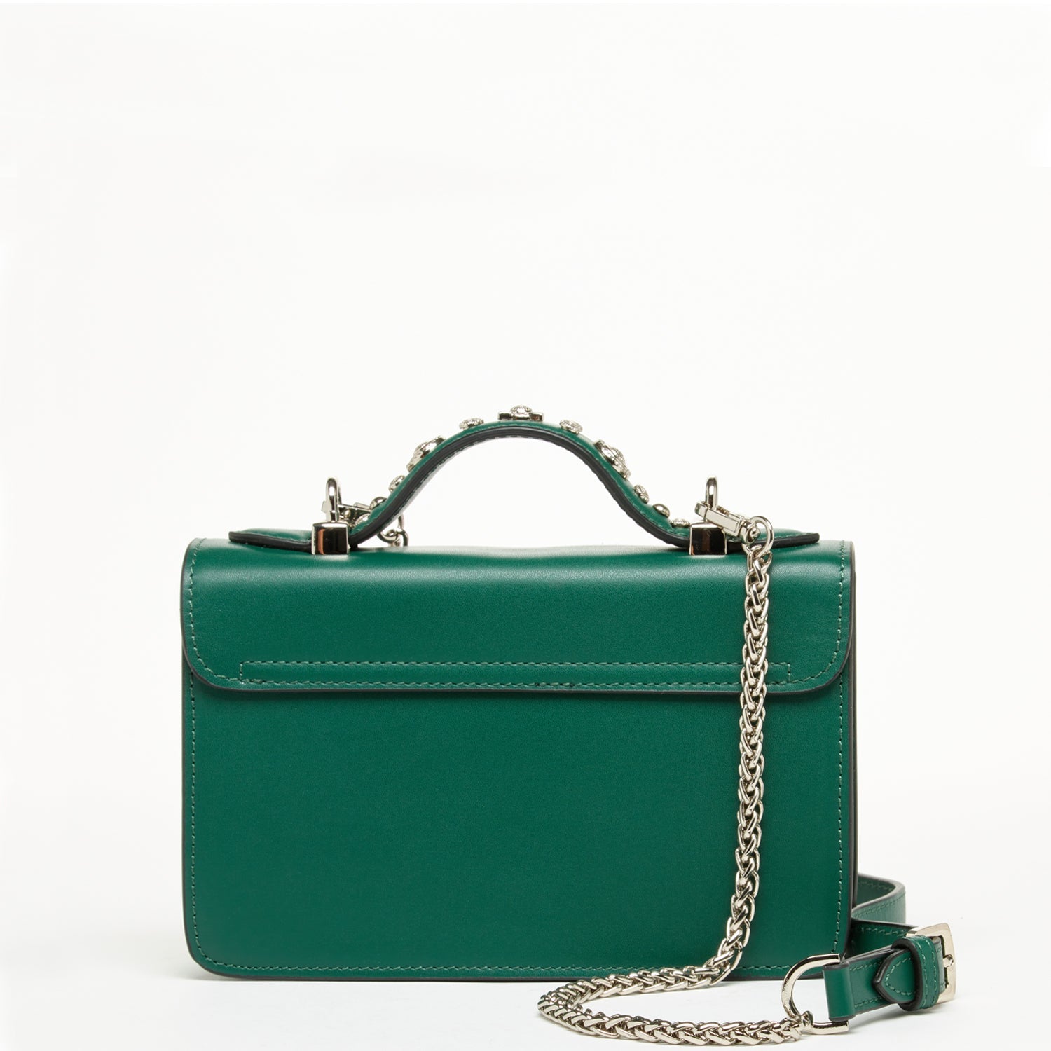 The Hollywood Studded Leather Crossbody Bag Evergreen