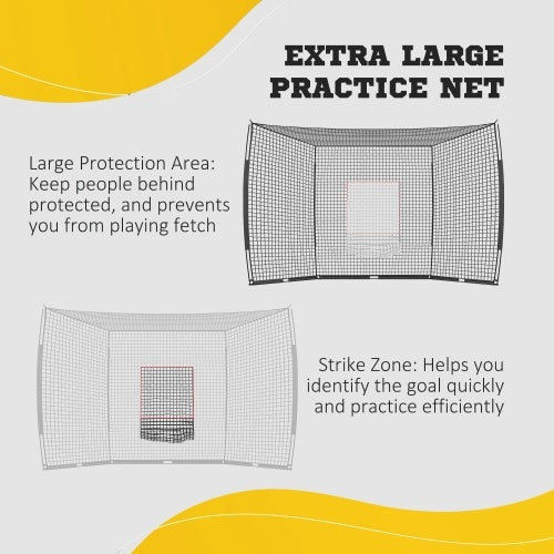 Soozier 17X 5.5Baseball Net With Strike Zone, Tee, Caddy, And Carry Bag For Pitching And Hitting, Portable Extra Large Softball And Baseball Training Equipment