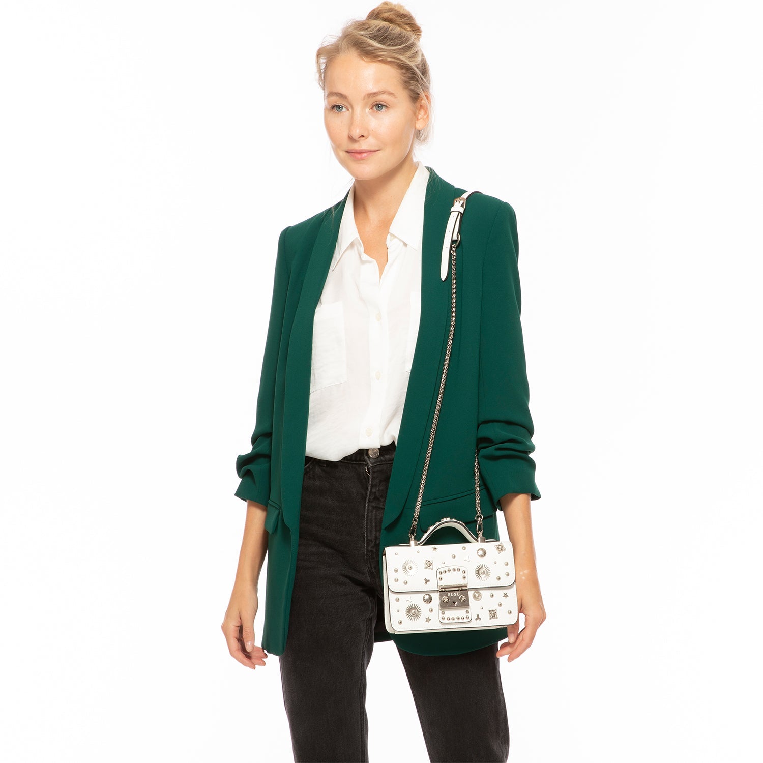 The Hollywood White Leather Crossbody Bag