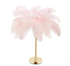 Natural Ostrich Feather Usb Charging Night Lamp Atmosphere Girls Bedroom Cozy True Feathers