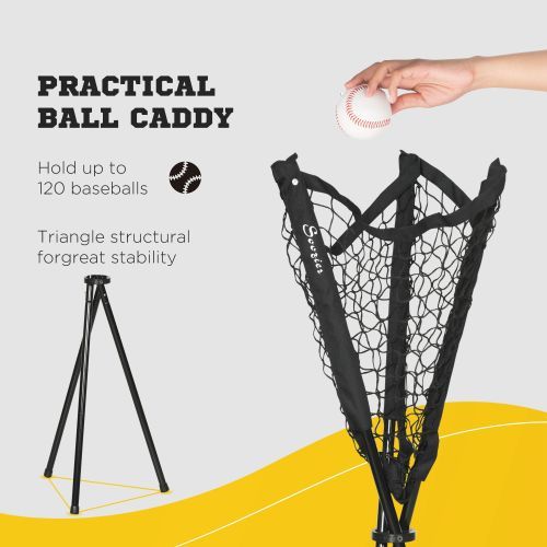 Soozier 17X 5.5Baseball Net With Strike Zone, Tee, Caddy, And Carry Bag For Pitching And Hitting, Portable Extra Large Softball And Baseball Training Equipment