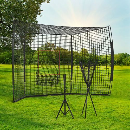 Soozier 17X 5.5Baseball Net With Strike Zone, Tee, Caddy, And Carry Bag For Pitching And Hitting, Portable Extra Large Softball And Baseball Training Equipment