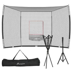 Soozier 17X 5.5Baseball Net With Strike Zone, Tee, Caddy, And Carry Bag For Pitching And Hitting, Portable Extra Large Softball And Baseball Training Equipment