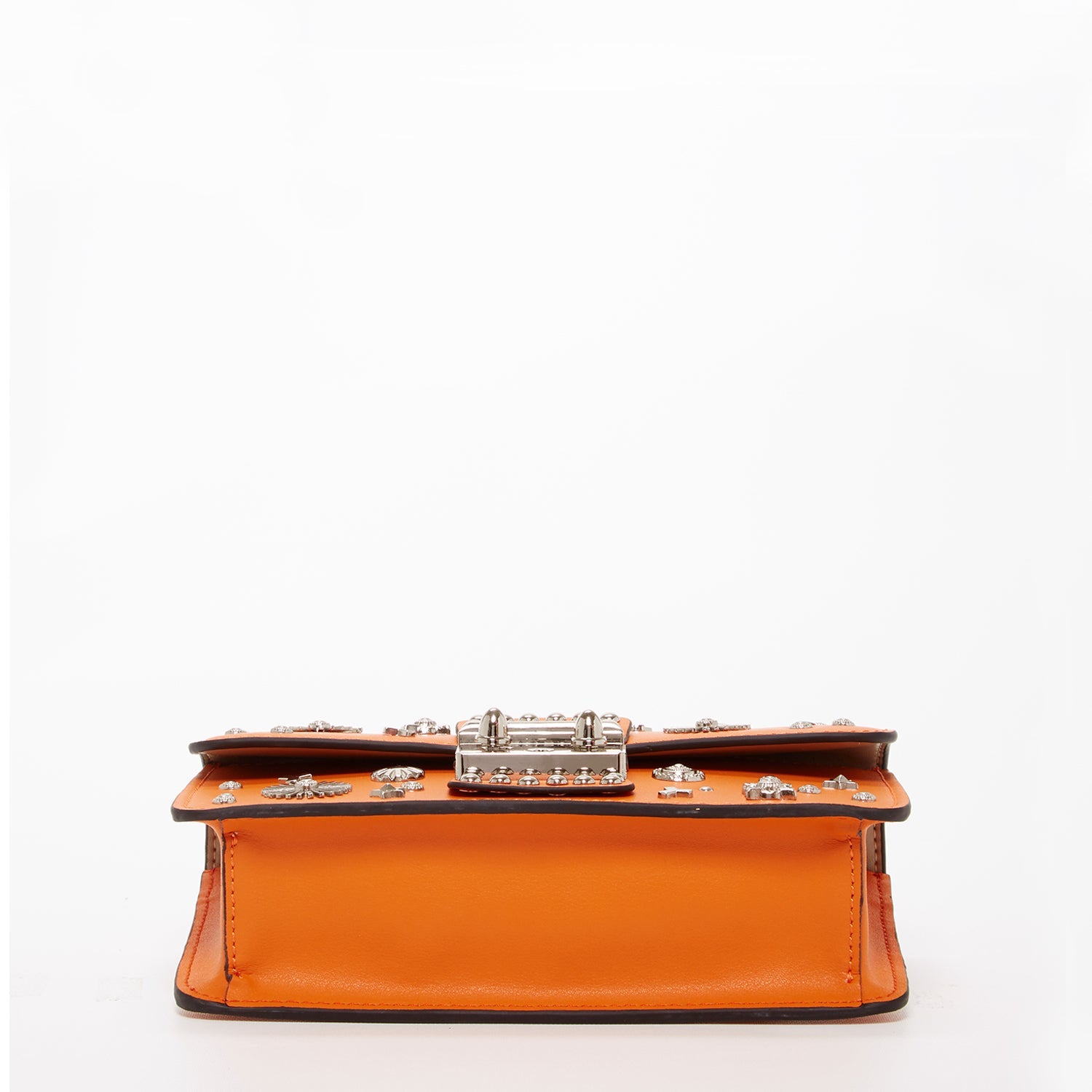 The Hollywood Studded Leather Crossbody Bag Orange