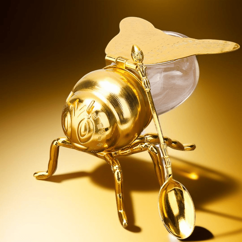 Golden Spoon Honey Jar - Gold - Celebrity Aura
