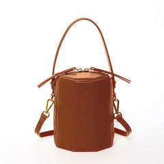 Harper Amber Brown Leather Bucket Bag - Celebrity Aura