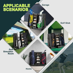 High Quality Wooden Golf Bag Rack With Drawers, Easy To Assemble Golf Club Holder Stand With Club Holders On Side - Celebrity Aura
