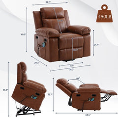 Large Size Electric Lift Recliner Sofa For Seniors, 8 Point Vibration Massage And Wood Heating, Remote Control - Celebrity Aura