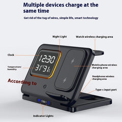Multi - function Clock Night Light Mobile Phone Wireless Charging Bracket - Celebrity Aura