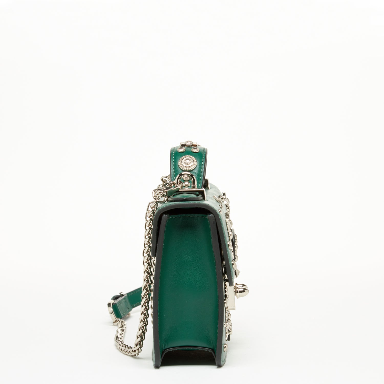 The Hollywood Studded Leather Crossbody Bag Evergreen - Celebrity Aura