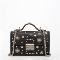 The Hollywood Studded Leather Crossbody Black - Celebrity Aura